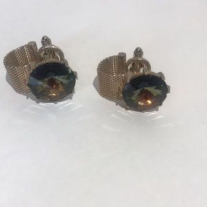 Gold Tone Dante Round  Borealis Rivoli Cuffs